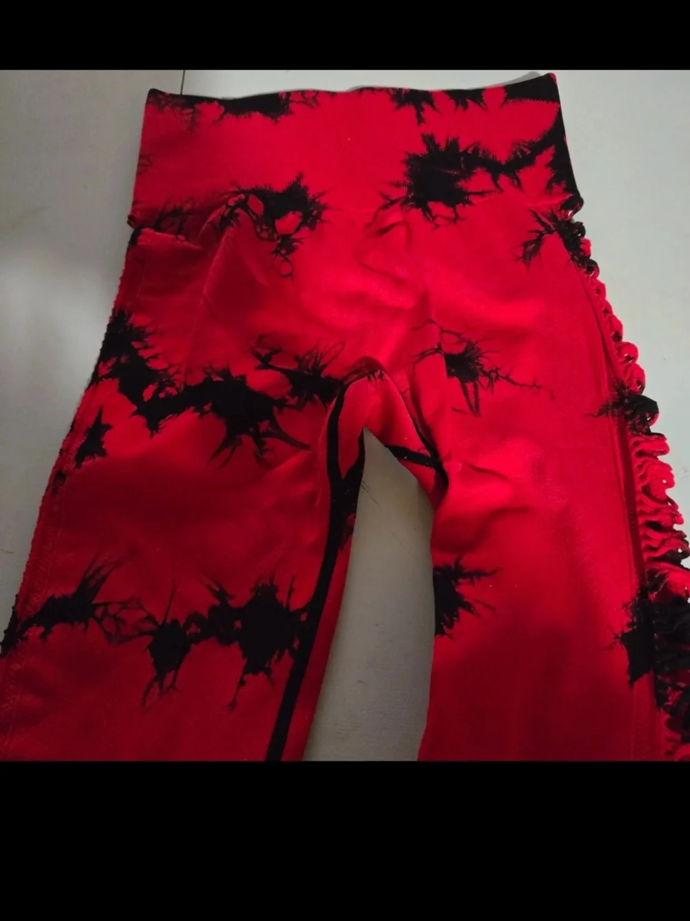 SHEIN Red & Black Tie-Dye Ladder Cutout Flare Pants - Picture 2 of 2